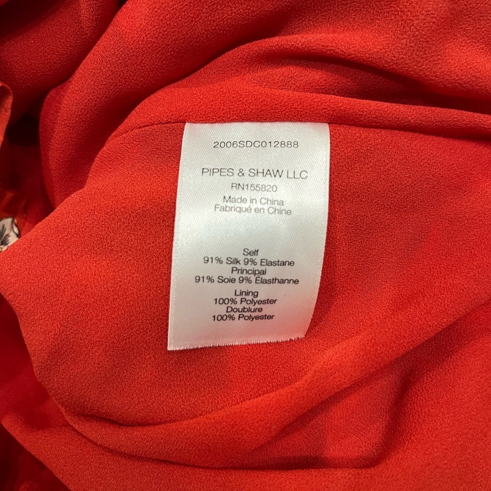 Veronica Beard Mary V-Neck Ruched Silk Floral Red Midi Dress size 8 - Picture 8 of 8